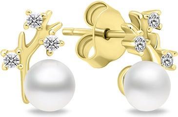 Image du produit Brilio Silver - Boucles d'oreilles uniques en or plaqué avec de vraies perles EA622Y