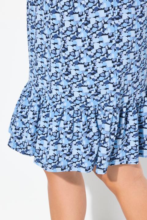 Actual product image Ulla Popken Printed Flounce Panel 3/4 Sleeve Dress (46, 48)