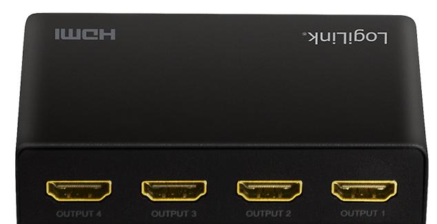 Actual product image LogiLink HD0038 HDMI Splitter 1x4-Port, 4K/60 Hz, HDCP, EDID, HDR, CEC, downscaler