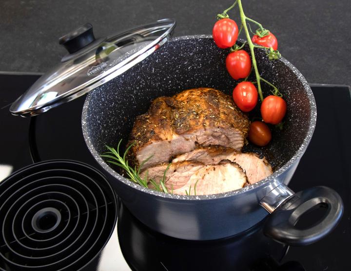 Actual product image Stoneline Cooking pot 24 cm, with glass lid, non-stick frying pot, induction and oven-safe (24 cm, Pot, Aluminium)
