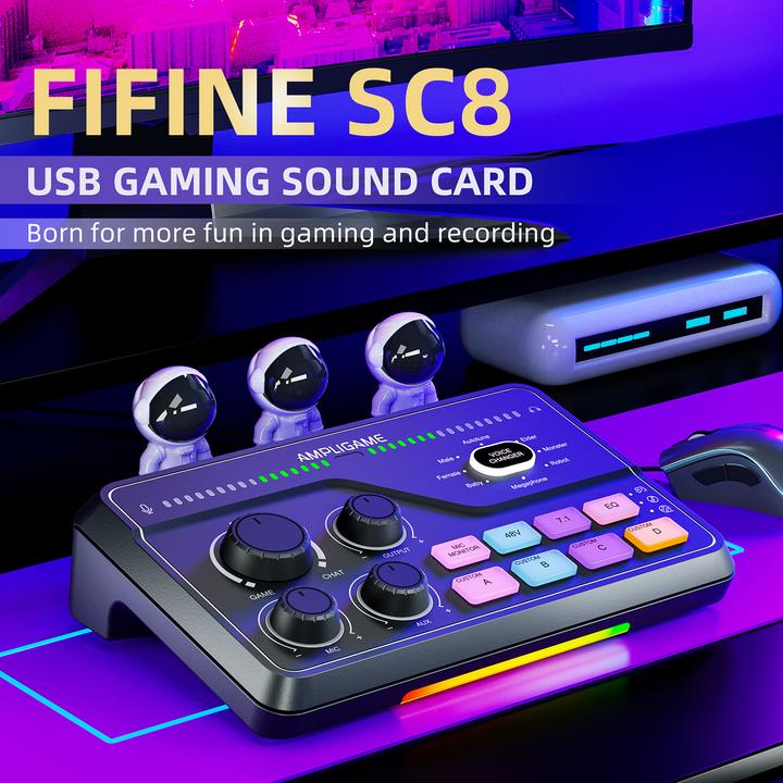 Actual product image Fifine Gaming Audio Mixer SC8 (Studio- and Livemixer)