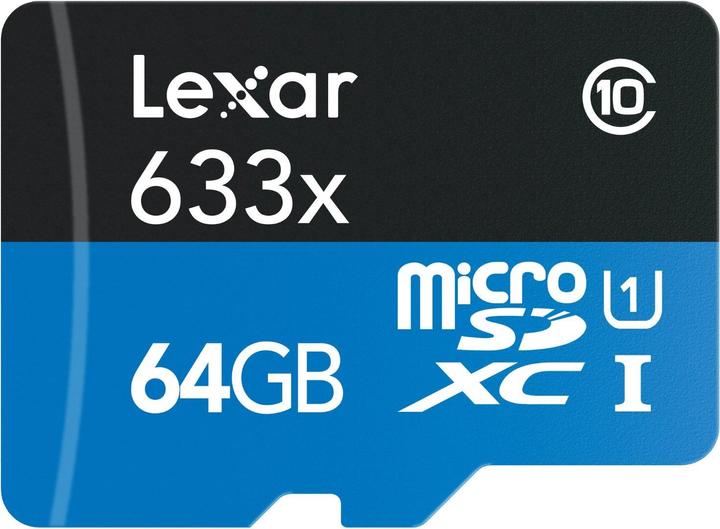 Actual product image Lexar microSDXC with USB 3.0 reader (64 GB, microSDXC, U1, UHS-I)