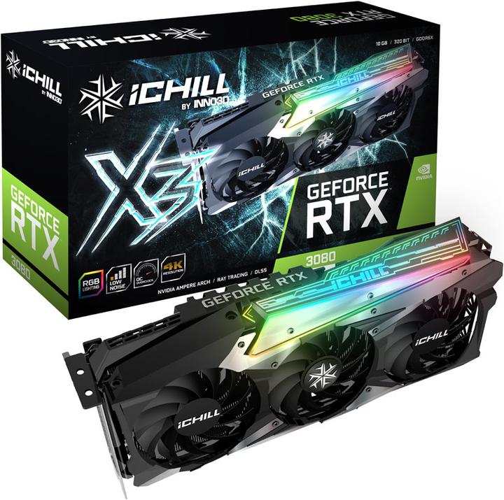 Actual product image Inno3D GeForce RTX 3080 iChill X3 LHR, 10240 MB GDDR6X (10 GB)