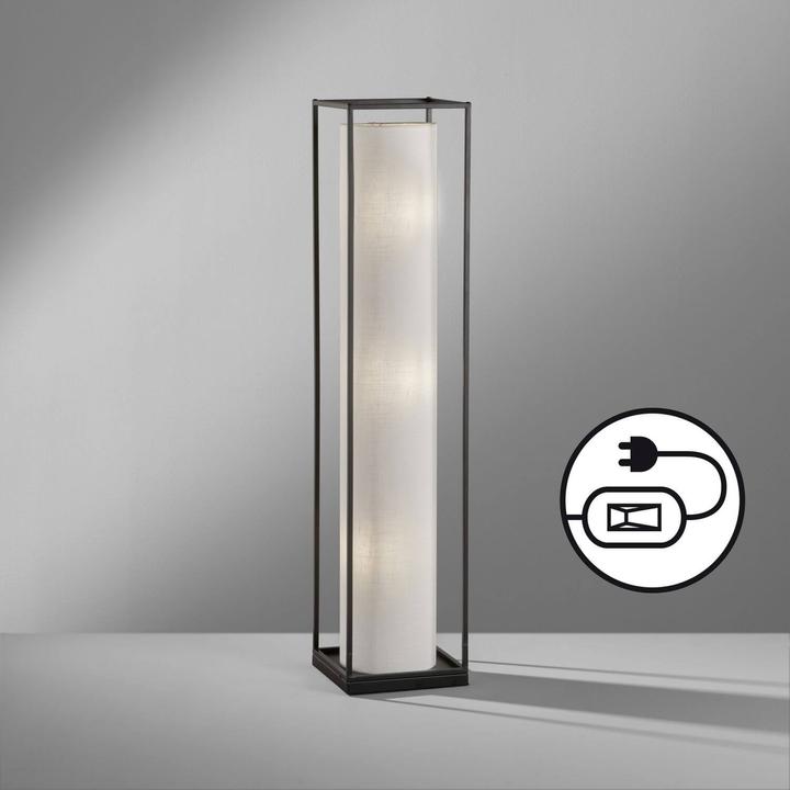 Image du produit Fischer & Honsel Honsel Thor Lampadaire 3-fois E14 Abat-jour tissu blanc lin noir sable 40456