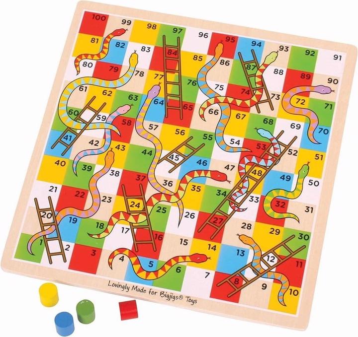 Actual product image Bigjigs Traditional Snakes and Ladders (German, French, Italian, English)
