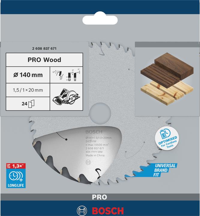 Produktbild Bosch Professional Zubehör PRO Wood cordless Kreissägeblatt, 140 x 1,5 x 20 mm