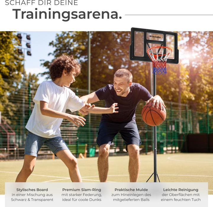 Actual product image tectake Basketball hoop Dirk, hoop height 234 - 302 cm, with ball & pump