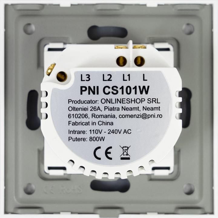 Produktbild PNI Einfacher Leiterschalter und Kreuzschalter mit Touch CS101W aus Glas, weiss mit LED-Anzeige, 800W