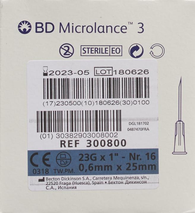 Produktbild BD Microlance 3 Injektion Kanüle 0.60x25mm blau 100 Stk