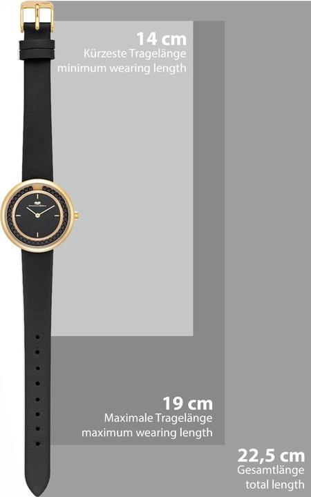 Immagine prodotto Orologio da donna al quarzo con perle in vera pelle nera - 33876 (Orologio da polso analogico, 32 mm)