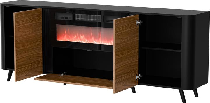 Produktbild Cama Volare Kommode 200 x 39 x 75 cm schwarz/nussbaum + Kamin (200 x 39 x 75 cm)