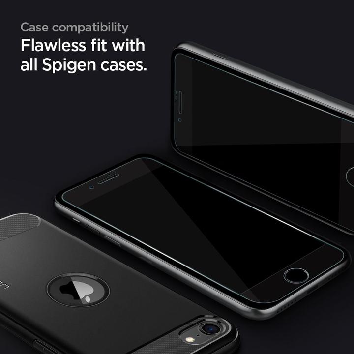 Actual product image Spigen tempered glass ALM GLASS FC for iPhone 7 / 8 / SE 2020 / SE 2022 black (1 Piece, LG K8 2017, Apple iPhone SE (2nd Gen))