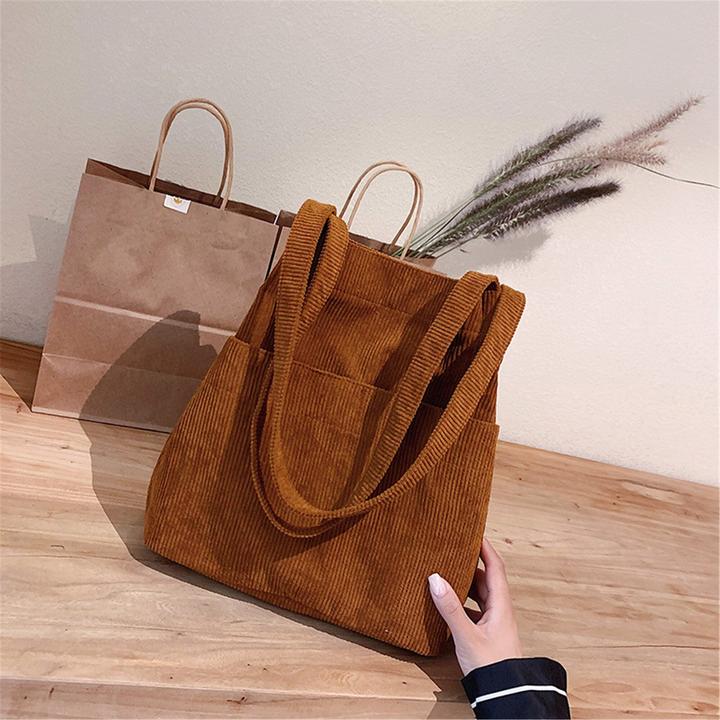 Produktbild Only-Bags.Store Cord Tote Umhängetasche, Tragetasche, IPad Buch Tasche, Geschenk Tasche, Tote Taschen Ästhetik