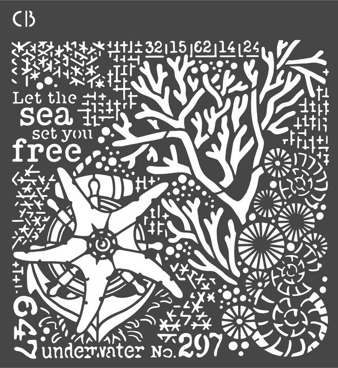 Actual product image Ciao Bella Coral Reef - Underwater" stencil, 24 x 22 cm