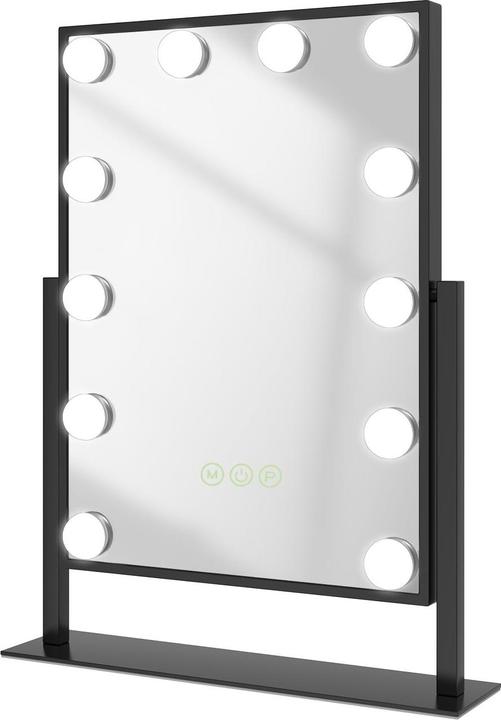 Actual product image Emke Hollywood Cosmetic Mirror with 12 Lamps, 1X+7X Magnification, 3 Colour Temperatures, 36*47cm, Black