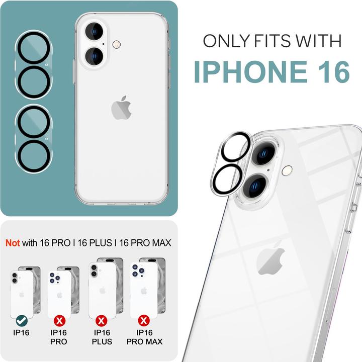 Produktbild Nalia 2x Kamera Schutzglas (2 Stück, Apple iPhone 16)