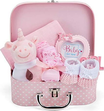 Produktbild Activity Board Baby Geschenkset in Erinnerungskiste - von Hand Verpacktes Geschenk zur Geburt Mädchen -