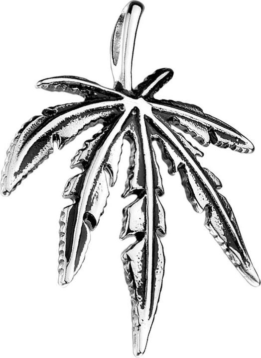 Star Piercing Anhänger silber Hanfblatt (Chirurgenstahl 316L)