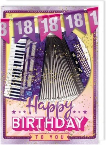 Produktbild Bentino Musikkarte A4 - "18" Happy Birthday - Akkordeon