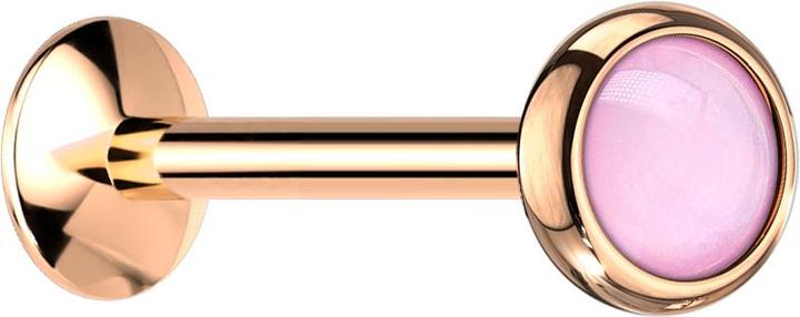 Star Piercing Micro UFO Labret Innengewinde rosegold mit Epoxidstein pink (Chirurgenstahl 316L, ohne Messing)