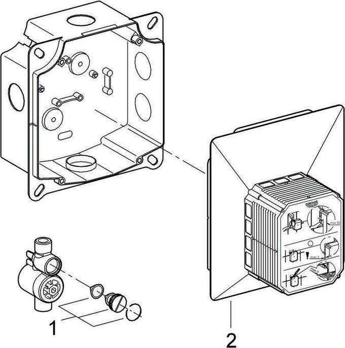 Actual product image Grohe Rapido rough set for urinals, manual or infrared operation, for wet and dry construction