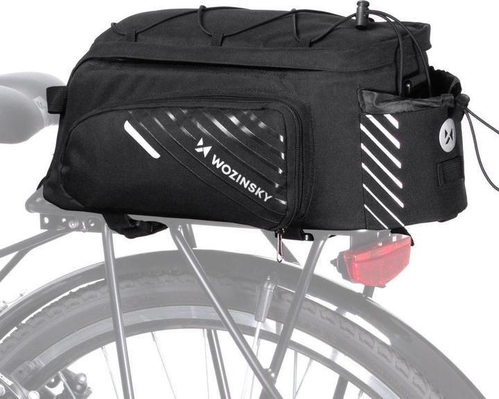 Actual product image Wozinsky bike carrier bag with 9l shoulder strap (rain cover included) black (WBB22BK) (9 l, Luggage carrier bag)