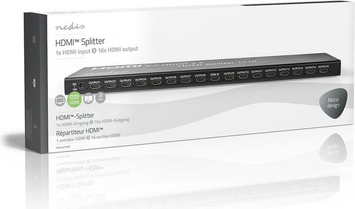Produktbild Nedis HDMI Splitter| 2 x 8-Port| Eingang| USB A Buchse 16x Ausgang|