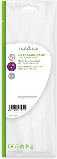Image du produit Nedis Adaptateur USB-C™ | USB 3.2 Gen 1 | USB-C™ mâle | USB-A femelle | 5 Gbps | 0.15 m | rond | Vern (0.15 m, USB 3.2 Gen 1, 15 W)