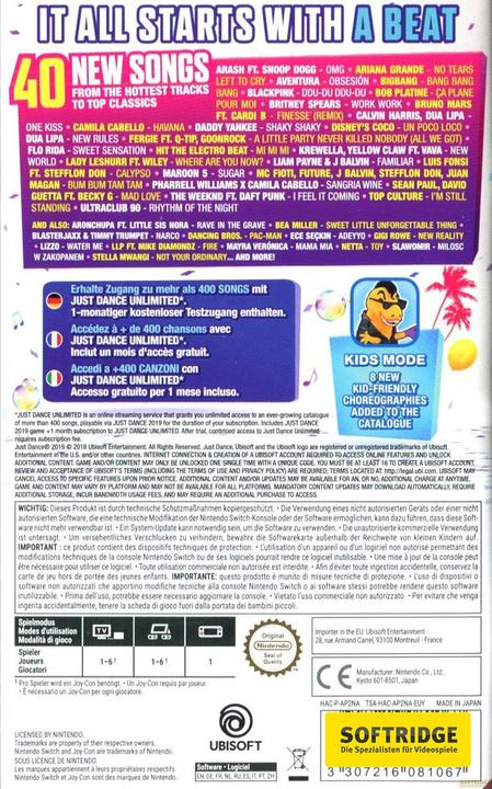 Actual product image Ubisoft Just Dance 2019 (Switch, Multilingual)