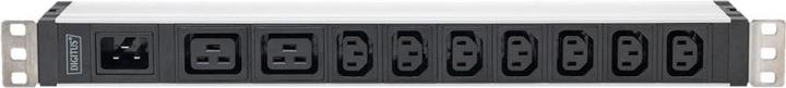 Actual product image Digitus 1U Aluminum PDU rackmountable 7xC13 2xC19 16A 230VAC 50/60Hz IEC C20 inlet