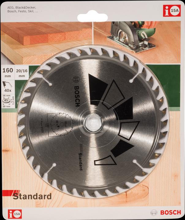Actual product image Bosch Zubehör Circular saw blade STANDARD D= 160 mm Bore= 20 mm Z= 40