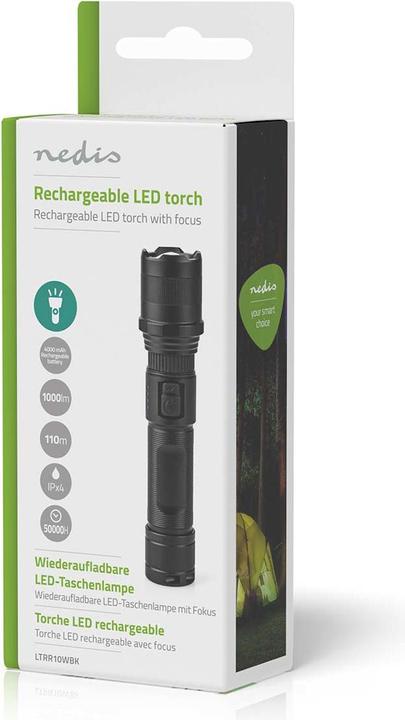 Produktbild Nedis LED-Taschenlampe, Vollmetallgehäuse, Akku, 3,7 V, 10 W (3.50 cm, 1000 lm)