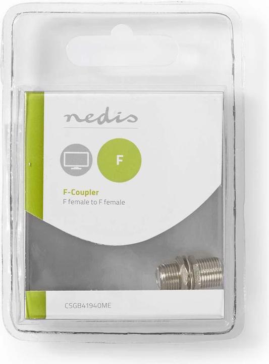 Immagine prodotto Nedis Adattatore satellite e antenna | Presa F | Presa F | Nichelato | 75 Ohm | Dritto | Metallo (Cavi antenna)