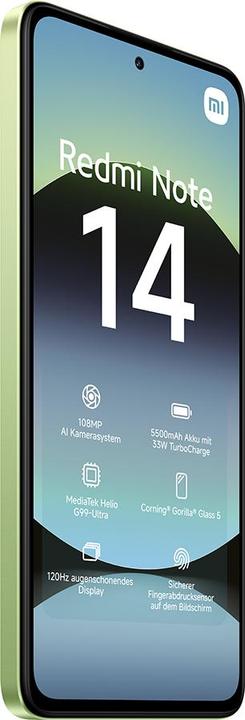 Image du produit Xiaomi Redmi Note 14 (256 Go, Vert citron vert, 6.67", Double SIM hybride, 108 Mpx, 4G)