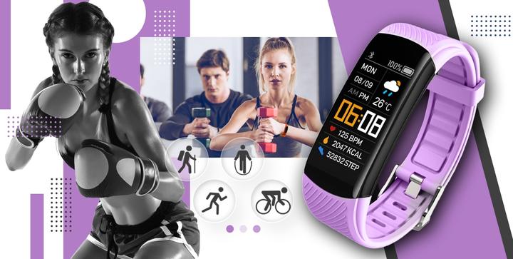 Immagine prodotto Giewont Bracciale intelligente GW200-4, colore nero, bracciale aggiuntivo viola (64.50 mm, 3G)