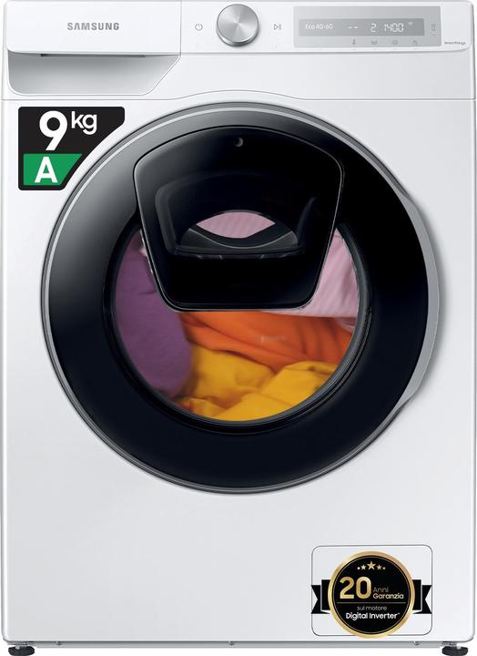 Actual product image Samsung WW90T684DLH front loading washing machine 9 kg 1400 rpm A White (9 kg, Left)