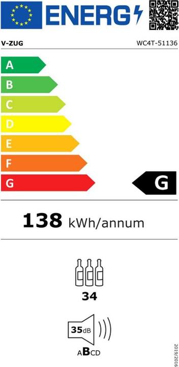 Etichetta energetica V-Zug Frigorifero/congelatore WineCooler UCSL