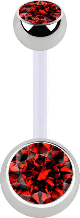 Immagine prodotto Star Piercing Banana trasparente con due palline argento cristallo rosso (senza ottone)