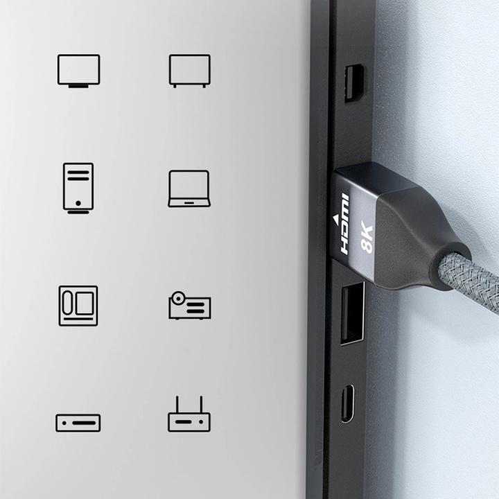 Produktbild Wozinsky cable HDMI 2.1 8K 60 Hz 48 Gbps / 4K 120 Hz / 2K 144 Hz 1 m Silver (WHDMI-10) (1 m, HDMI)