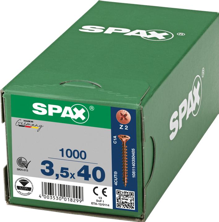 Produktbild Spax Schraube R 88094 Senkkopf m.Spitze/Kreuzschl.-PZ 3,5 x 40/35-Z Stahl brüniert (1000 Schrauben pro Stück)