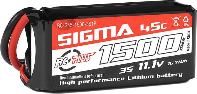 Actual product image RC Plus Li-Po battery pack Sigma 45C 1500 mAh 3S1P 11.1V XT-60