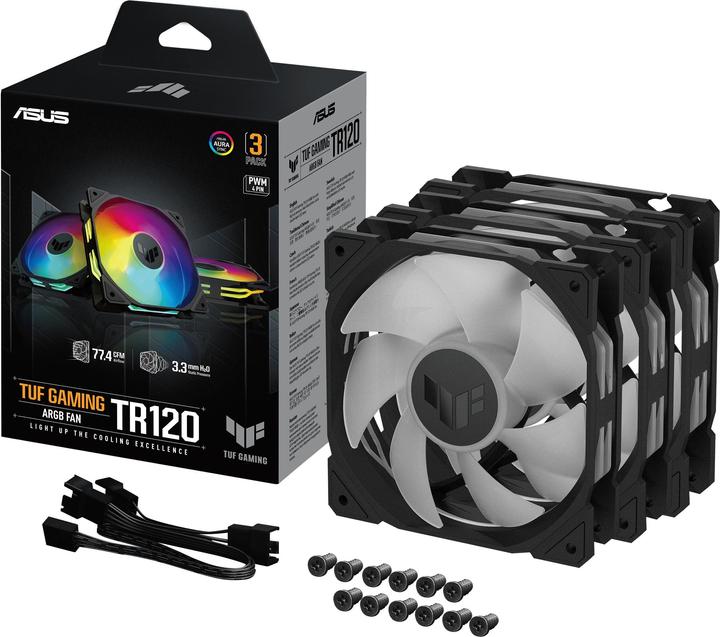 Actual product image ASUS Fan TUF GAMING TR120 FAN ARGB BLK 3IN1 (120 mm, 3 x)