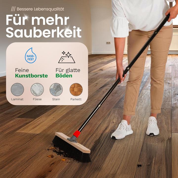 Produktbild Novaliv 2X Saalbesen 40 cm mit Stiel Borsten Rosshaarbesen Besen fein Ideal als Werkstattbesen mit S (1 Stk.)