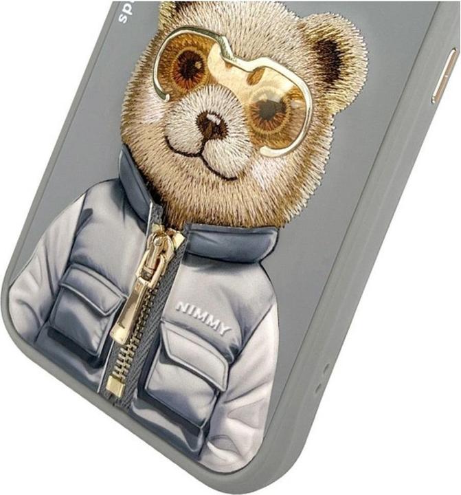 Produktbild Nimmy case iPhone 15 Pro Max 6.7" gray Cool&Cute 2.0 Bear (Apple iPhone 15 Pro Max)