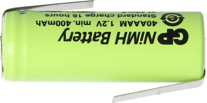 Immagine prodotto GP Batteries Akku GP40AAAM, Size 2/3AAA mit Lötfahne Z-Form (1 pz., 2/3 AAA, 400 mAh, Accumulatore di carica elettrica)