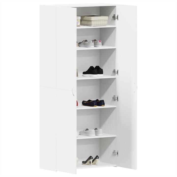 Actual product image VidaXL Shoe cabinet white 80x35.5x180 cm wood-based material (80 x 35.5 x 180 cm)