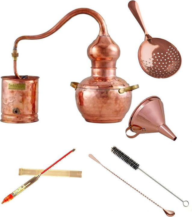 Produktbild Ich-zapfe Destille Komplettset - Destille alembic premium 2 Liter Kupfer mit Sieb und Barlöffel