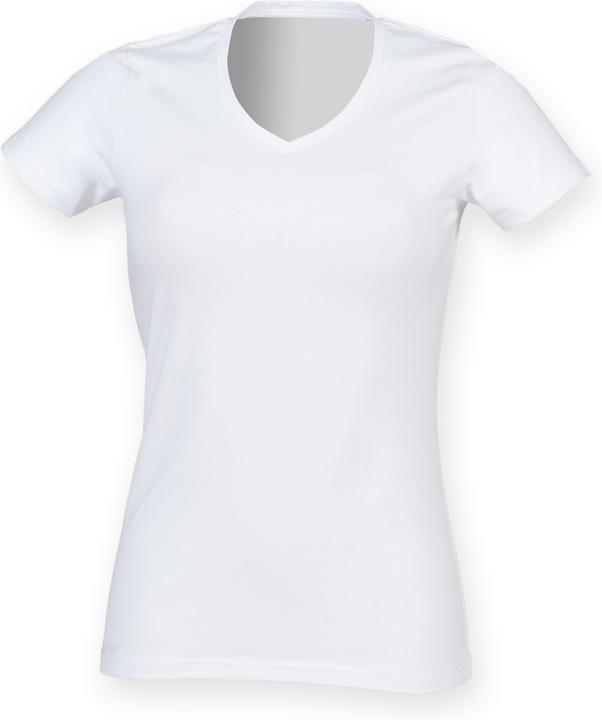 Immagine prodotto Skinni Fit T-shirt Feel Good elasticizzata con scollo a V e maniche corte (L)