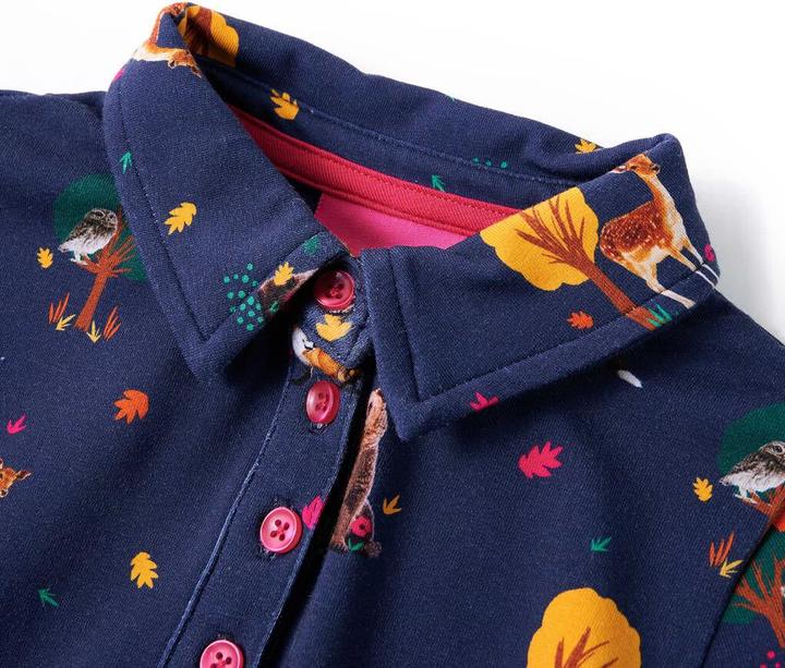 Image du produit VidaXL Robe enfant manches longues avec cordon de serrage Bleu marine (116)