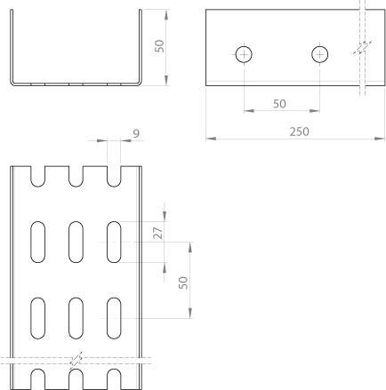 Produktbild Unex 66808 U-Profil gelocht grau RAL7030 0,25 m Edelstahl